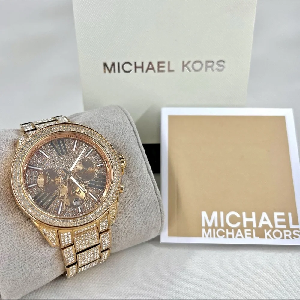 Michael Kors MK6452 Wren Rose Gold Pave Glitz StainlessSteel Women's Wrist Watch